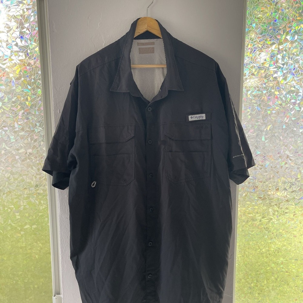 Columbia Omni-Shade Black Short Sleeve Fishing Shirt Men's XL