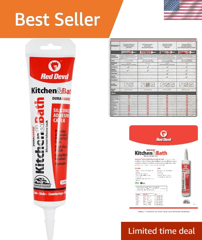 Duraguard 5.5 oz Kitchen Bath Siliconized Acrylic Caulk Squeeze Tube Clear