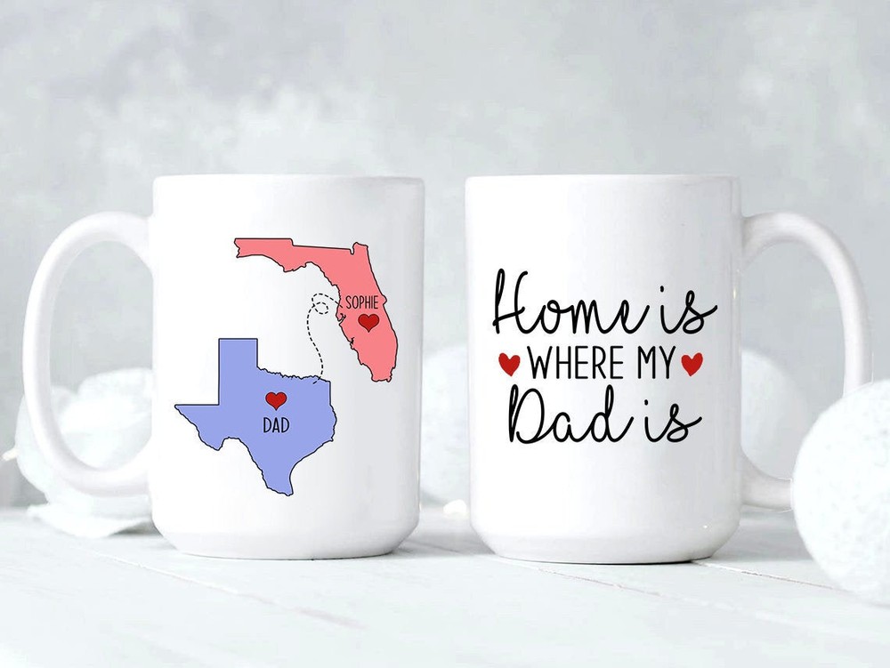 Fathers Day Mugdad Gift From Daughter Home Is Where My Dad Is Coffee Mug Long