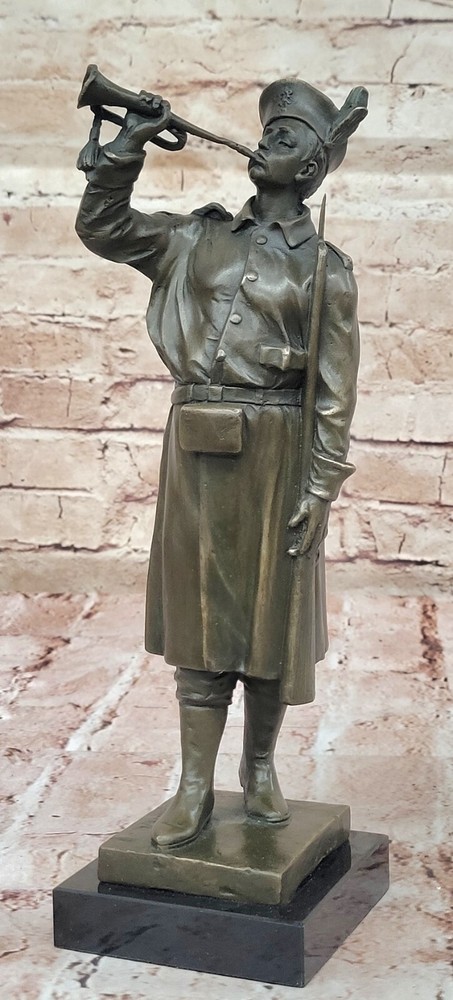 Bronze Marble Base Statue Soldier Warrior Military Hero Art Deco Sculpture Deal