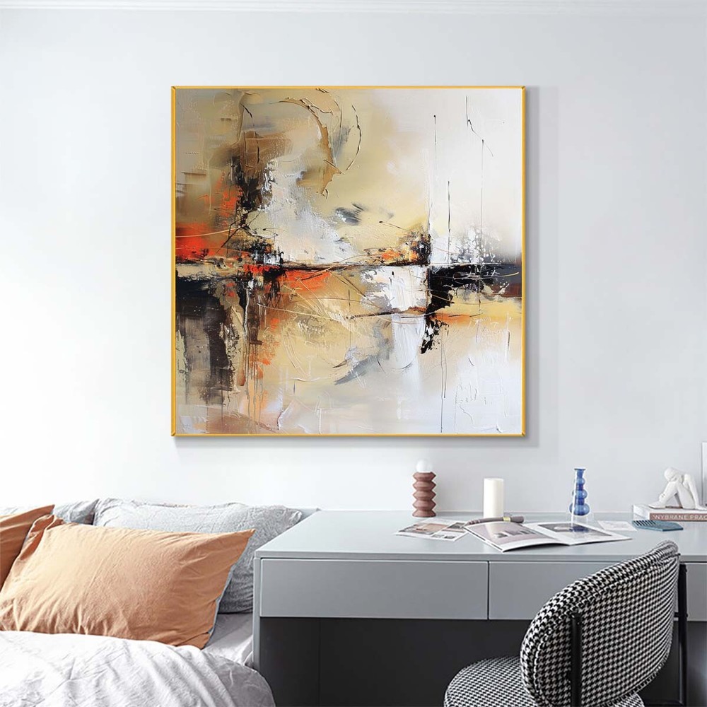 Yellow Hand Painted Oil Paintings Abstract On Canvas Wall Art Room 31in