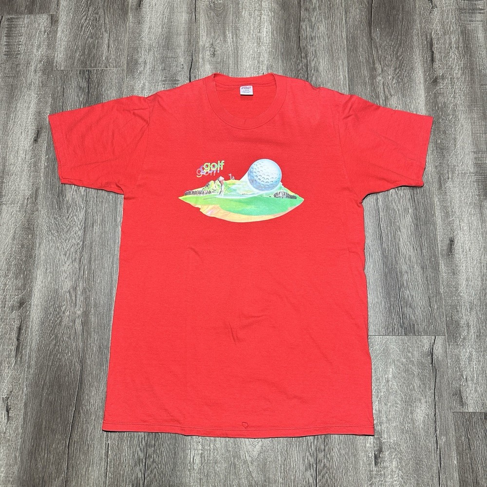 Vintage Golf Graphic T Shirt / Single Stitch /Size L /Made In USA / 80s /90s