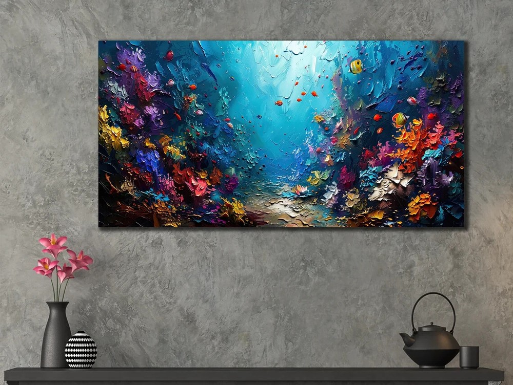 Blue Ocean Oil Painting Colorful Print Unframed Canvas Print Australian Wall Art