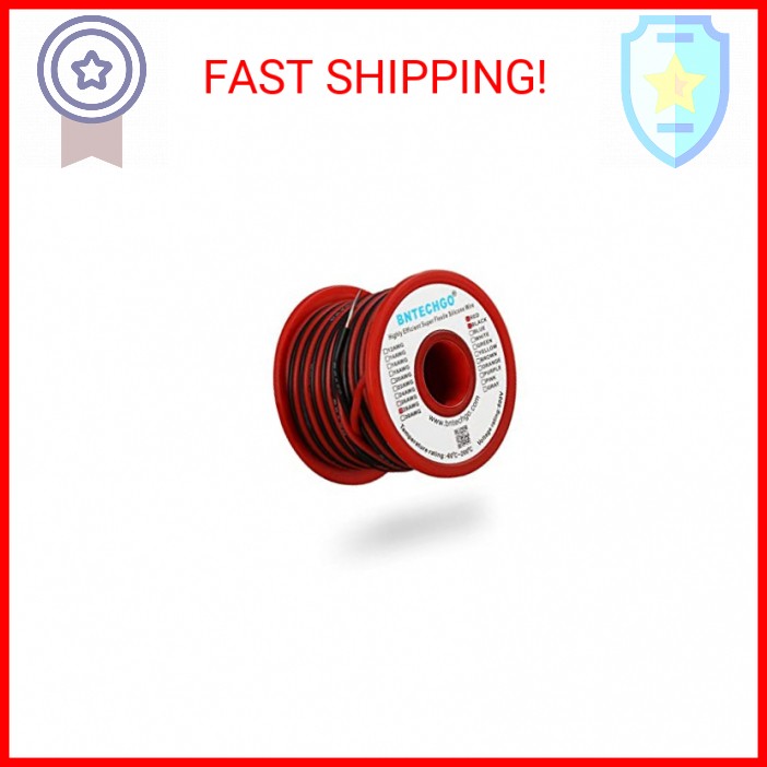 BNTECHGO 28 Gauge Silicone Wire Spool Red and Black Each 25ft 2 Separate Wires F