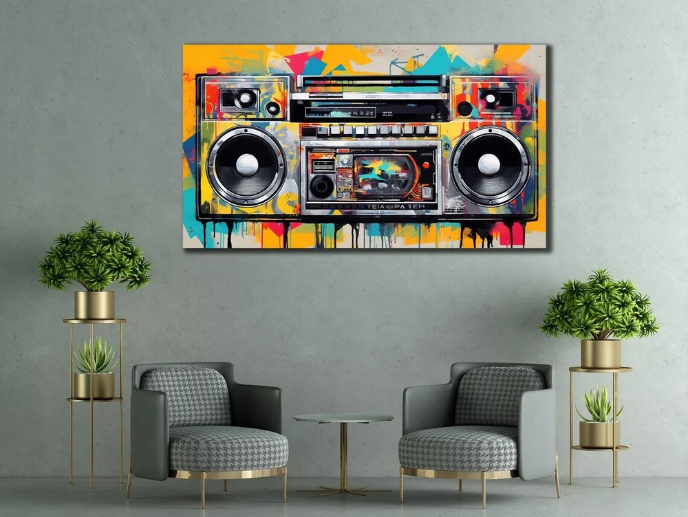 Graffiti Radio Art Multicolor Abstract Wall Art Canvas Unframed Print Art-image
