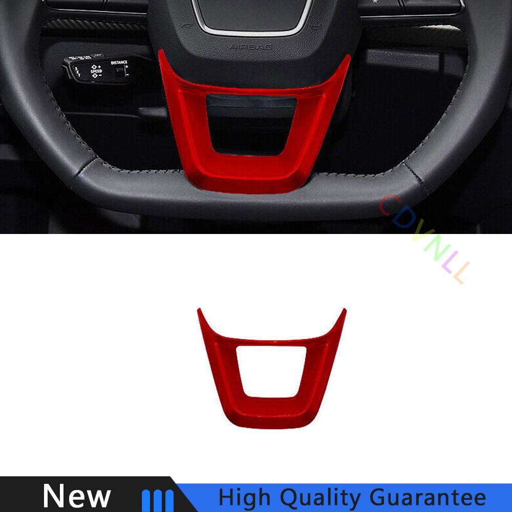 Fit For Audi Q5 2018-2021 Bright Red Car Inner Steering Wheel Panel Cover Trim
