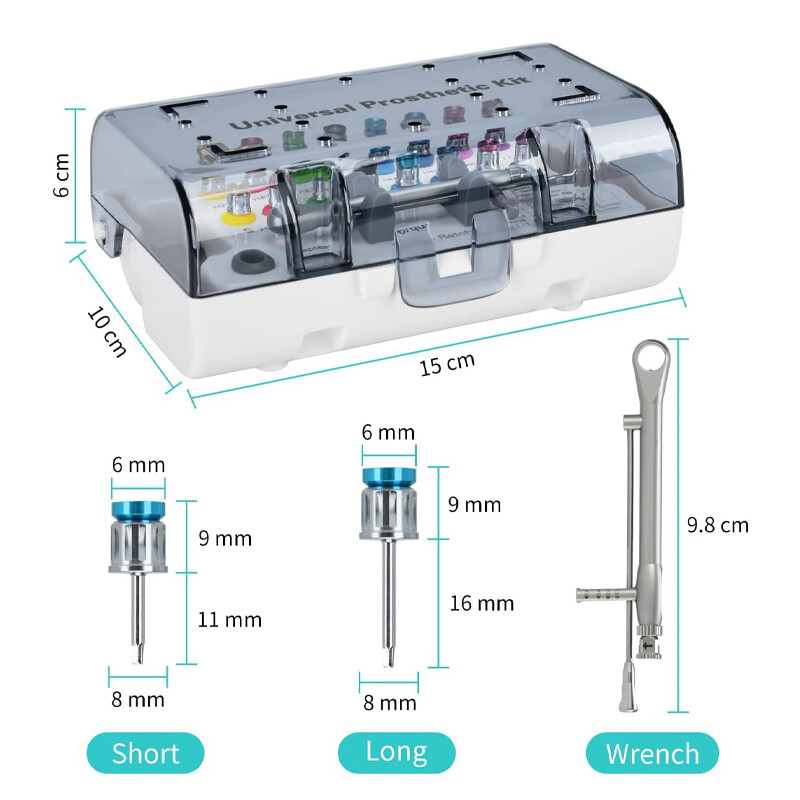 Colorful Prosthetic Kit Universal Implant Repair Tool Kit with 16x Screwdrivers