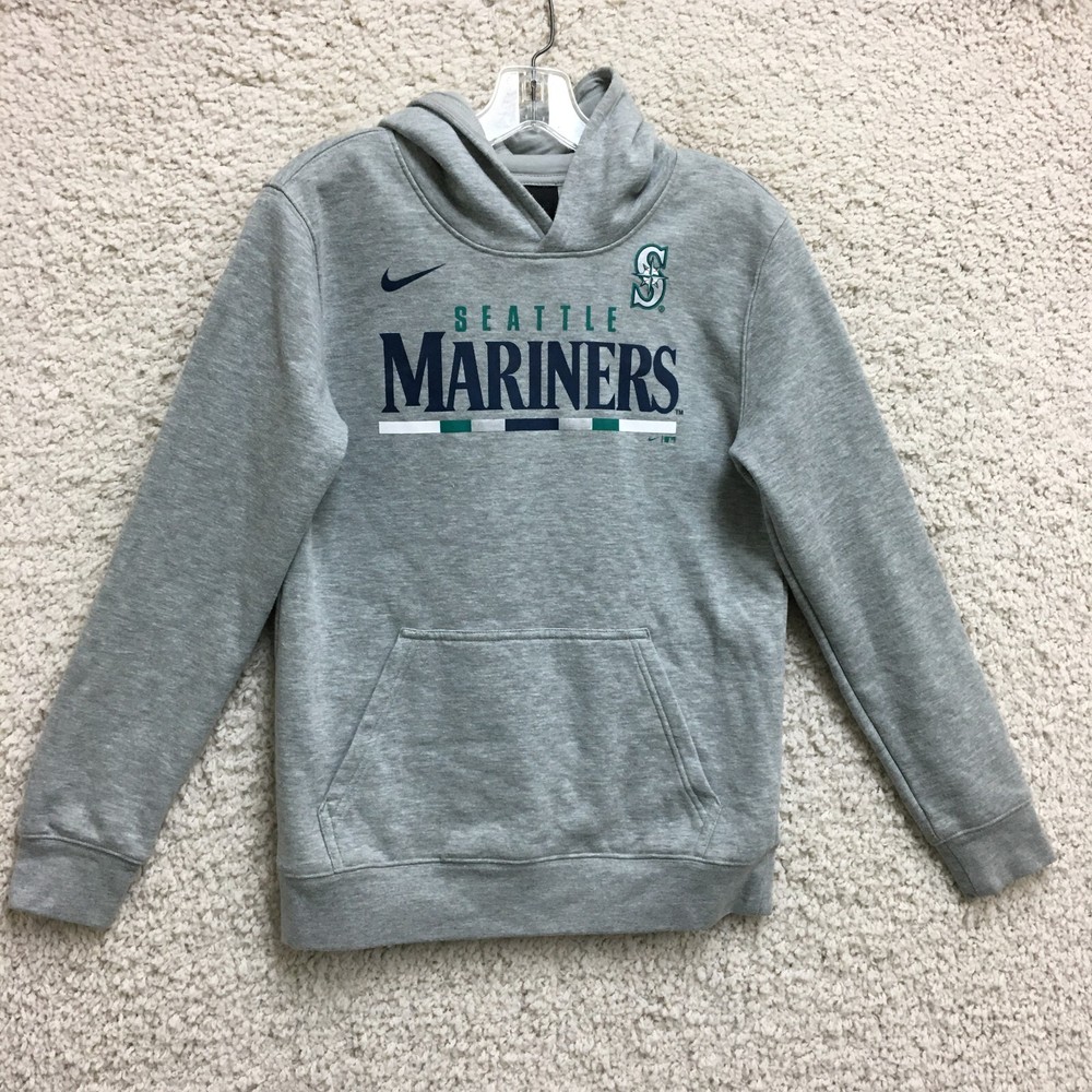 Nike Seattle Mariners Hoodie Large Boys Gray Sweatshirt Pullover Pocket Casual