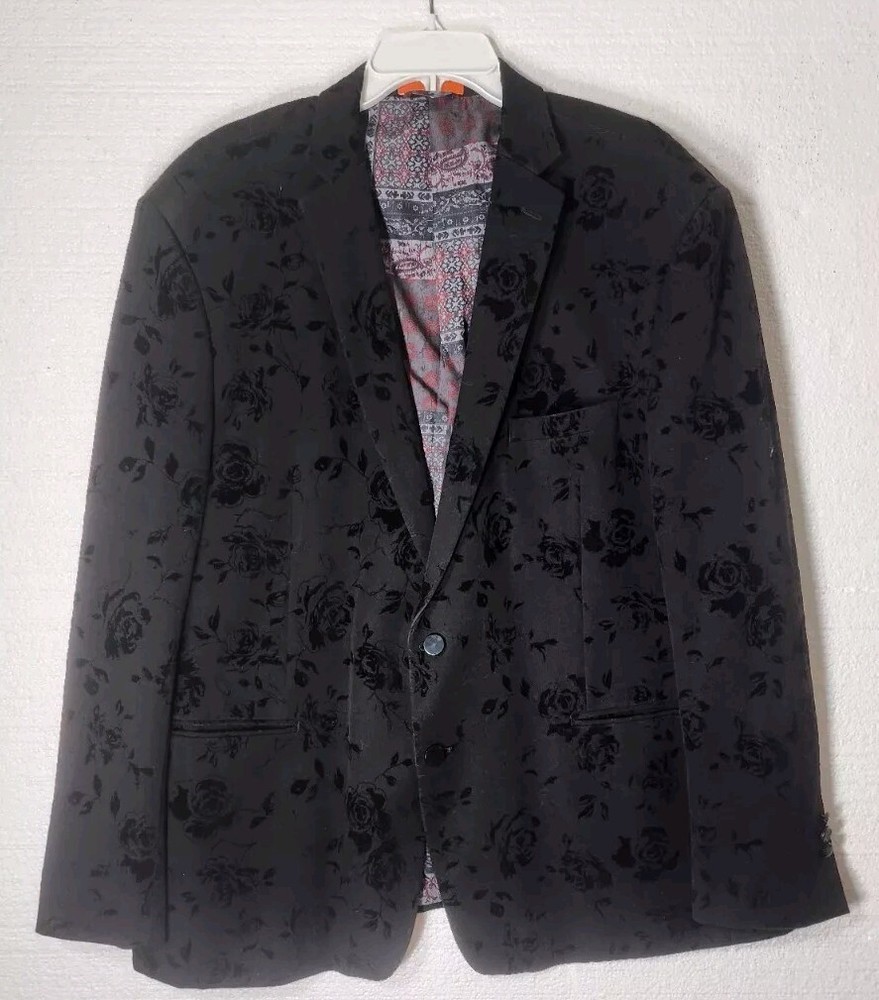 Tallia Floral Texture Blazer Mens 52 R Sport Coat Fully Lined 3D 2- Button