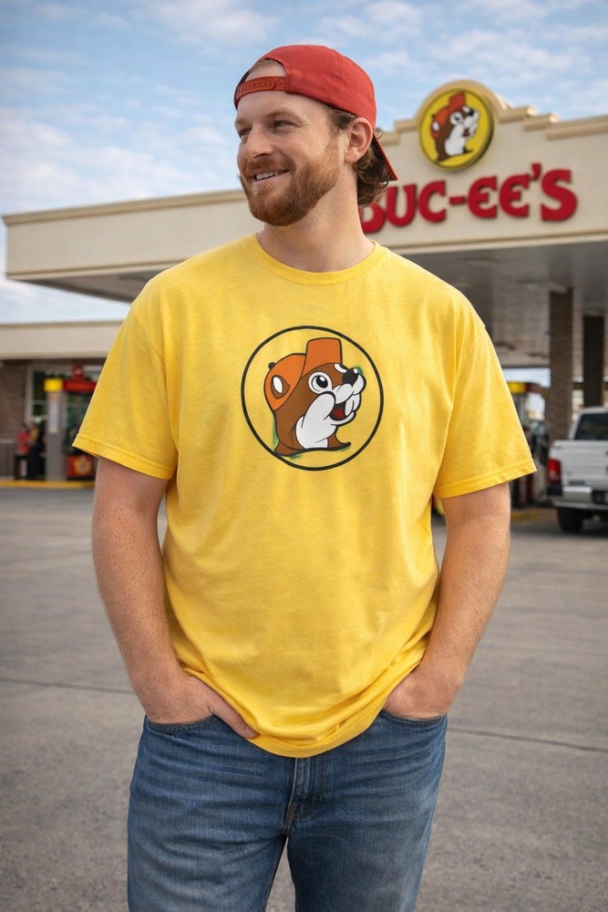 Buc-ee’s Florida Yellow Graphic T-Shirt Mens 2XL Beaver Logo Short Sleeve