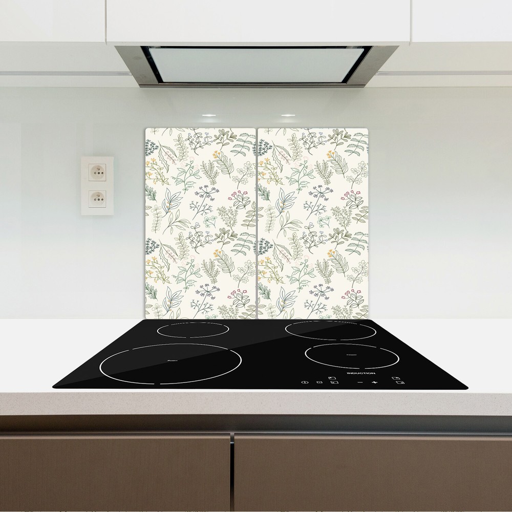 Tempered Glass Induction Ceramic Hob Cover Green contour leaves green 2x30x52