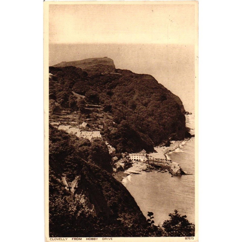 Vintage Clovelly from Hobby Drive RPPC Postcard North Devon England George Stamp