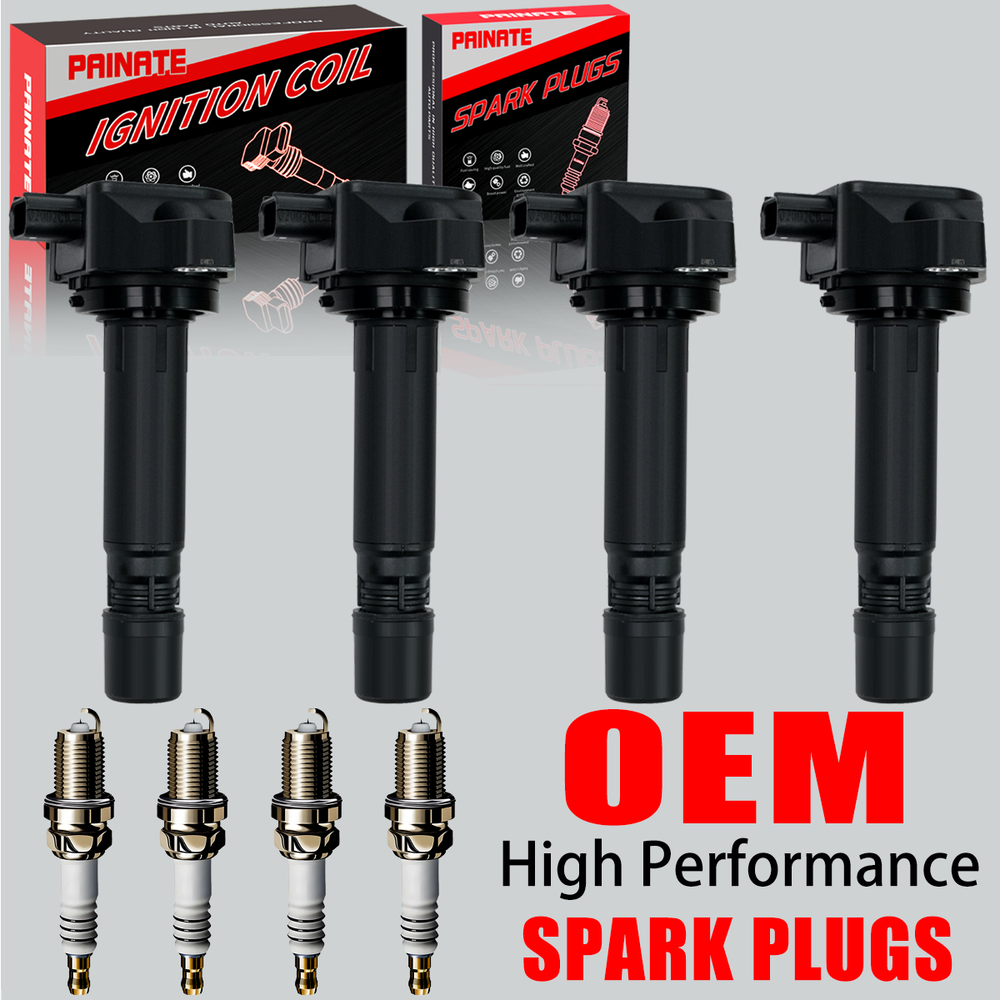 4X Brand OEM Ignition Coil & 4X Iridium Spark Plug For Honda Civic 1.8L I4 UF582