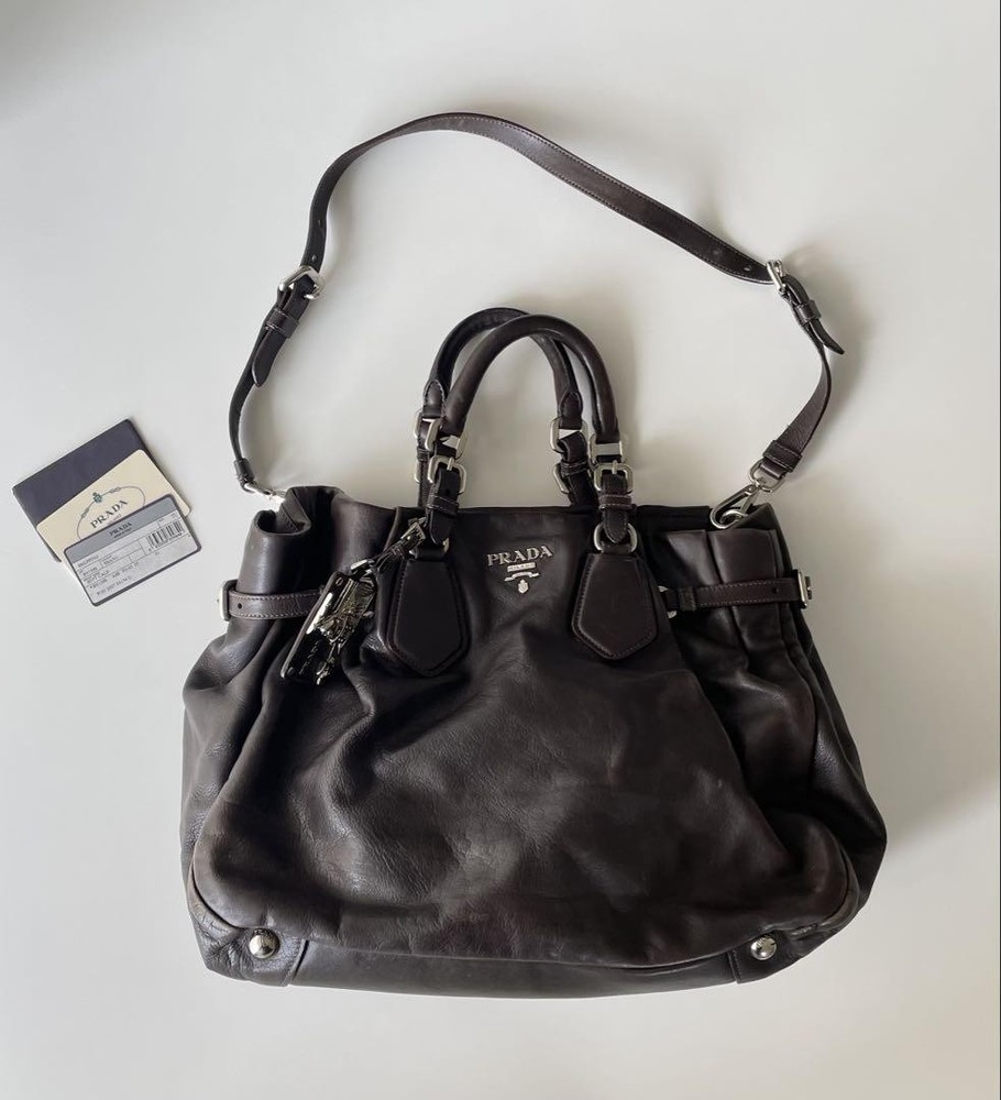 Prada Brown Leather Bag 2Way