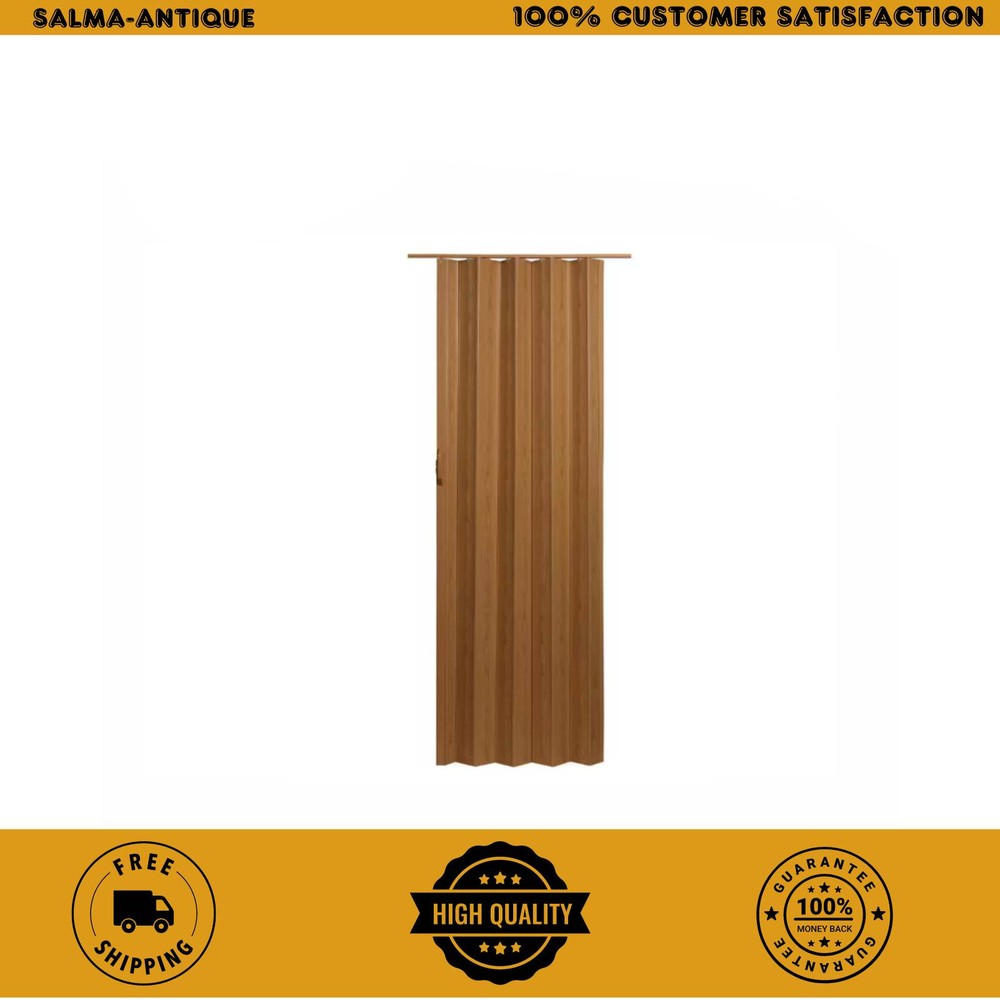 VINYL ACCORDION FOLDING SLIDE DOOR Durable Panels Closets Tight Spaces Fruitwood