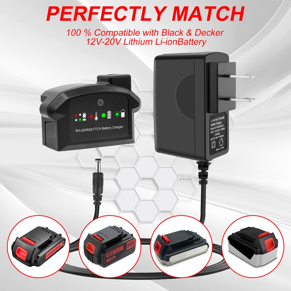 20V MAX Lithium Battery Charger for Black & Decker Porter Cable