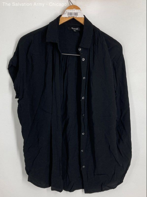 Madewell Womens Black Collared Short Sleeve Button-Up Shirt Size XS