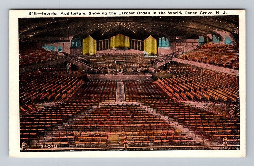 Ocean Grove NJ-New Jersey Auditorium Worlds Largest Organ Vintage Postcard Post