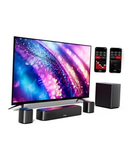 5.1ch Sound Bar for Smart TV with 2 Surround Speakers, Virtual Surround Sound