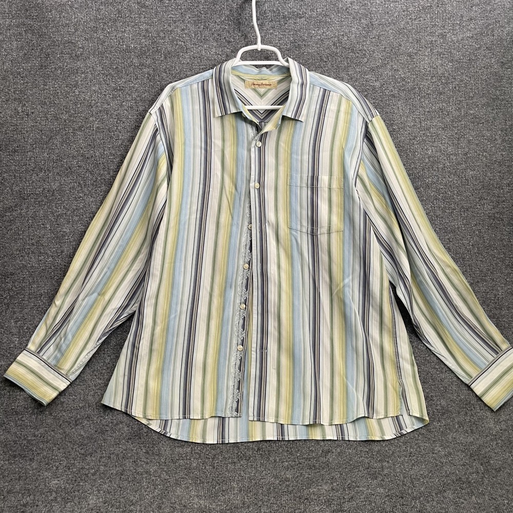 Tommy Bahama Button Down Shirt Mens Sz XL Casual Long Sleeve Striped
