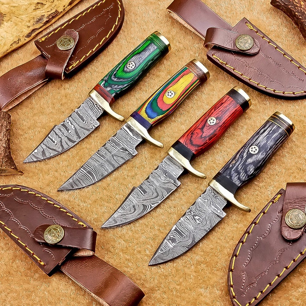 4 Pcs Damascus Blade Skinner Knives Set | 6