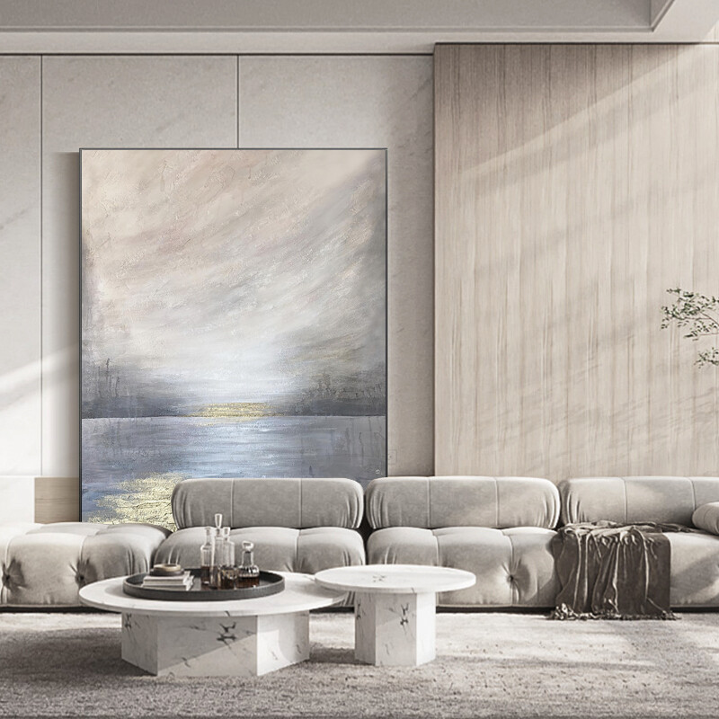 Handmade Abstract Oil Painting Golden Foil Texture On Canvas Living Room