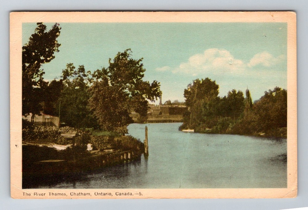 Canada- Chatham Ontario River Thames Souvenir Postal Old Card Vintage Postcard
