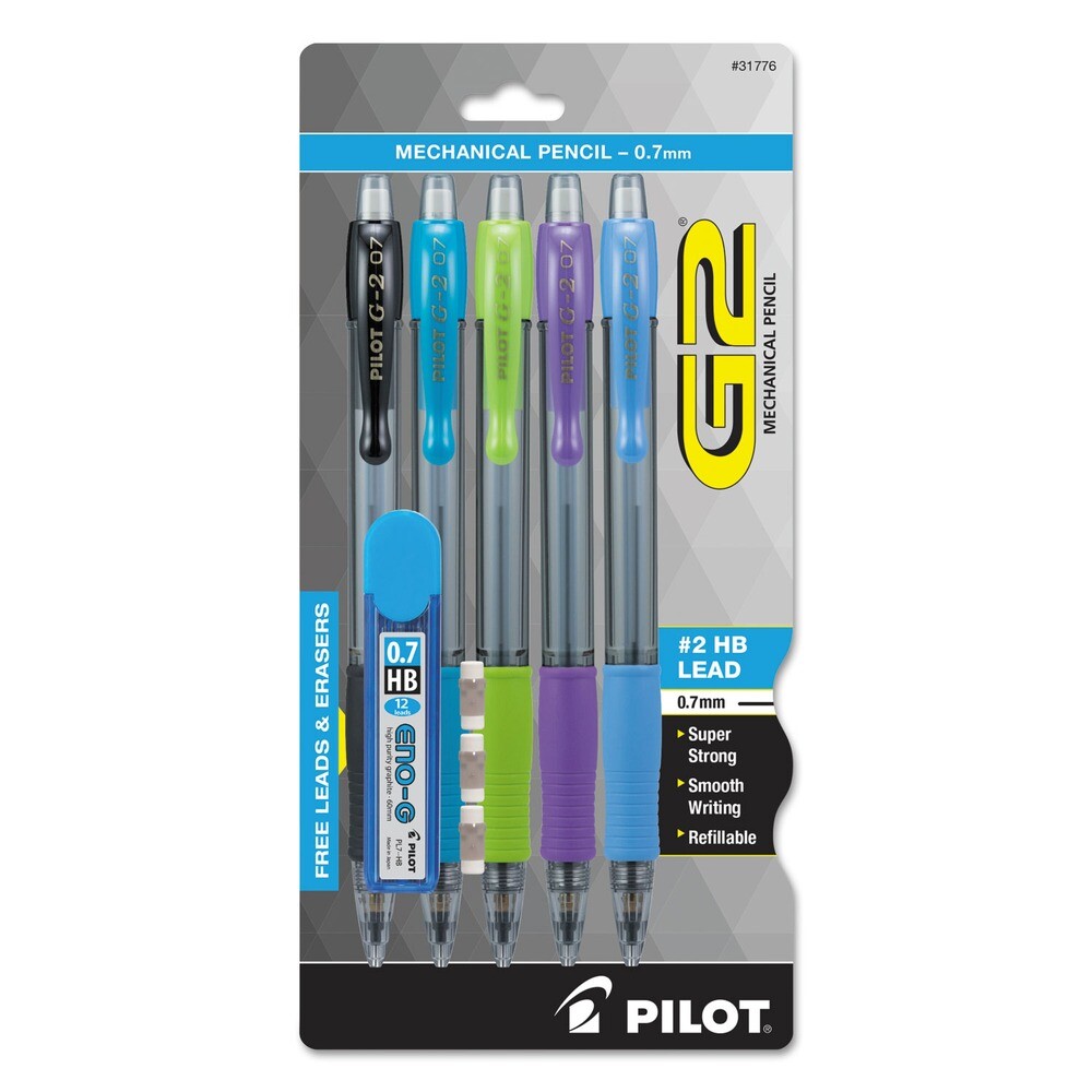 Pilot 31776 HB #2 0.7 mm G2 Mechanical Pencil - Assorted Barrel (1 Set) New