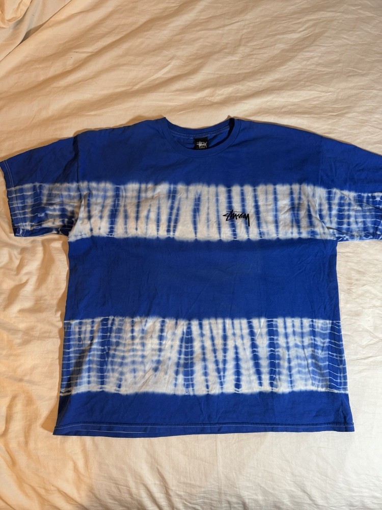 Stussy Medium Blue Tie Dye Short Sleeve Retro 90s Streetwear Tee