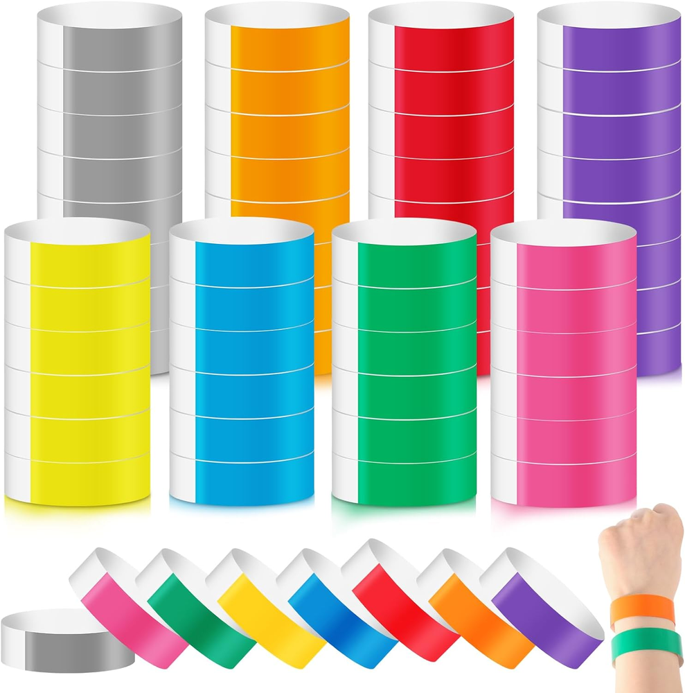 800 Pieces Colored Wristbands for Events Wrist Bands Paper Bracelets Wristbands