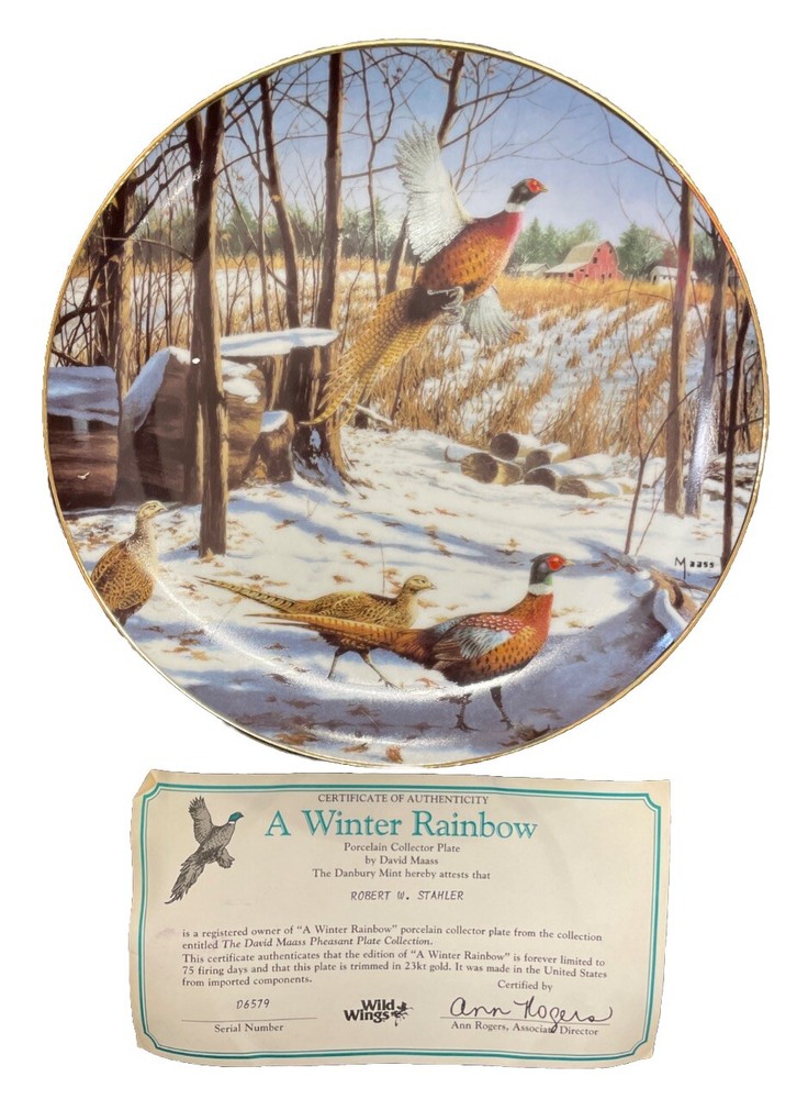 A Winter Rainbow Pheasant David Maass Danbury Mint Collector Plate