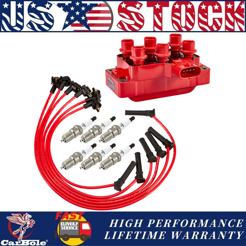 2005-2010 Ford Mustang 4.0L V6 Ignition Coil Set with 6 Spark Plugs & Wires FD480