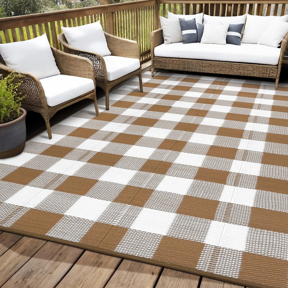 9x12 Waterproof Plastic Straw Rug for Patio Deck Indoor Outdoor Use