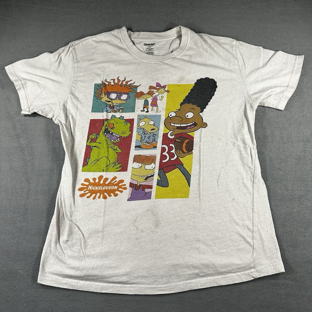 Nickelodean 90s Retro T-shirt Size Large - Hey Arnold, Rugrats, Reptar, Rocko’s