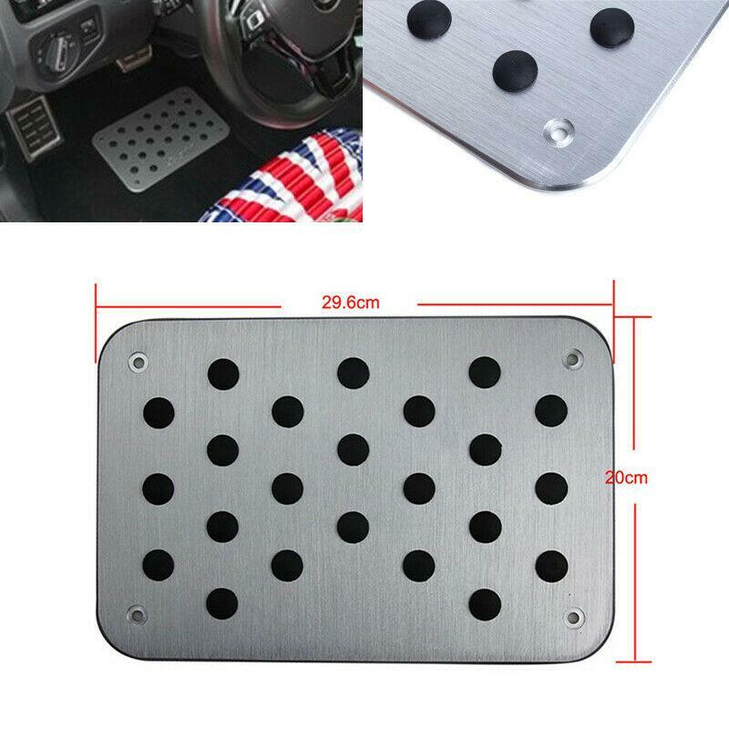 Universal Silver Aluminum Car Floor Mat Heel Plate Pedal Rest 30x20cm