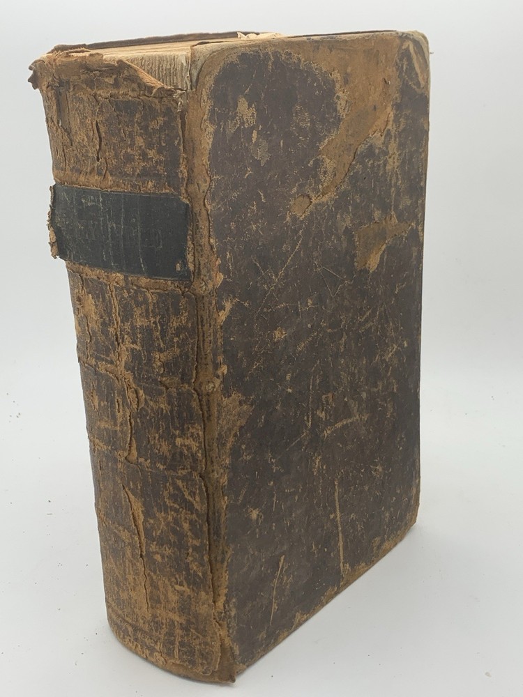 Antique Leather Holy Bible 1847 American Bible Society Worn Primitive W Ephemera