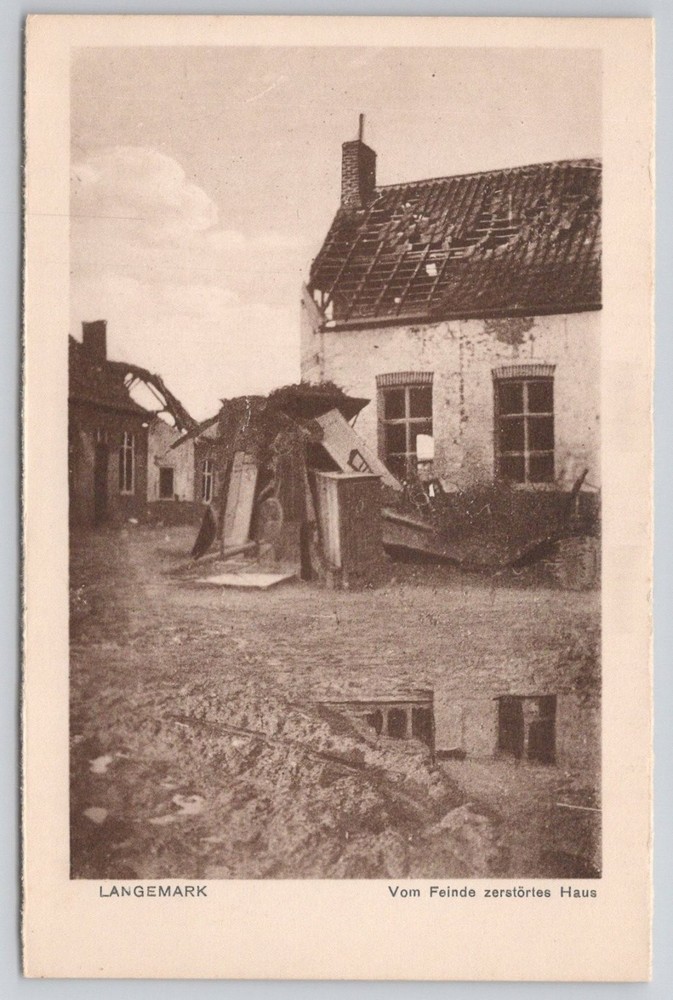 Langemark WWI Destroyed House Feldpostkarte Anton Schulte Photo Postcard