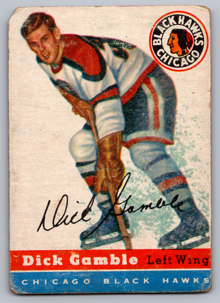1954-55 Topps #1 Dick Gamble Blackhawks