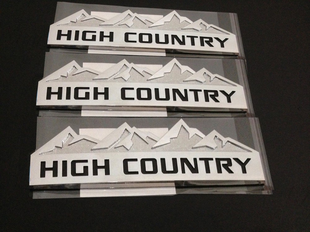 3x OEM HIGH COUNTRY Emblem Badge door tailgate fits Silverado Chrome