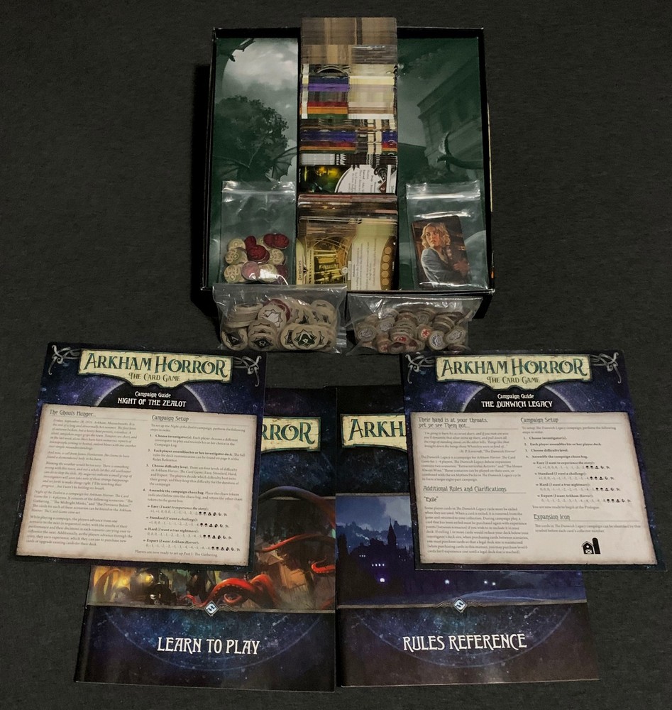 Arkham Horror Card Game Fantasy Flight 2016 Core Set + The Dunwich Legacy OOP