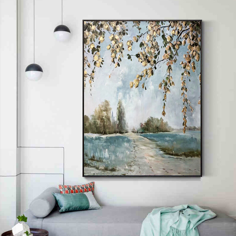 Landscape Oil Painting Handmade On Canvas Abstract Flower Painting Picture Room