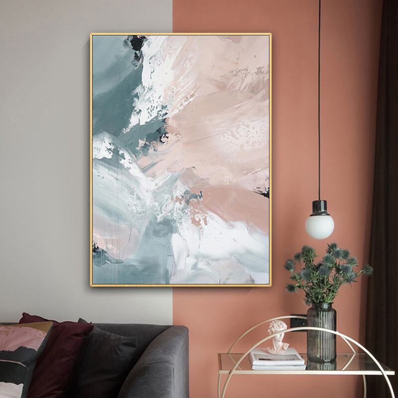 Pure Hand-painted Pink Oil Painting For Living Room Decorative Painting Pure