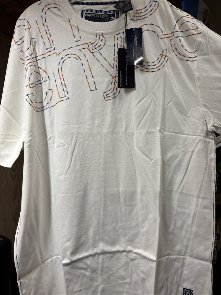 90s VTG ENYCE Hip Hop Logo T-Shirt Y2K Men's White TShirt Size 3XL