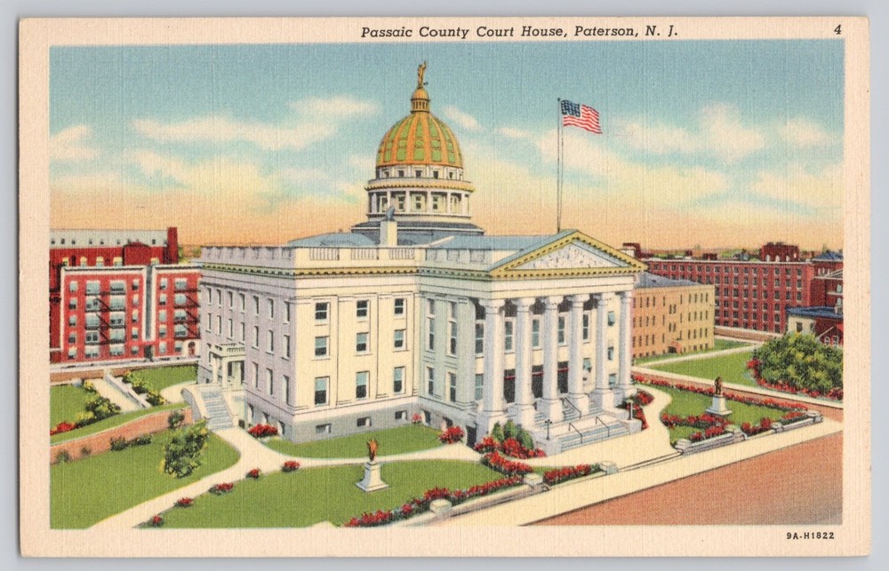Passaic County Court House Paterson New Jersey NJ 1944 Vintage Postcard