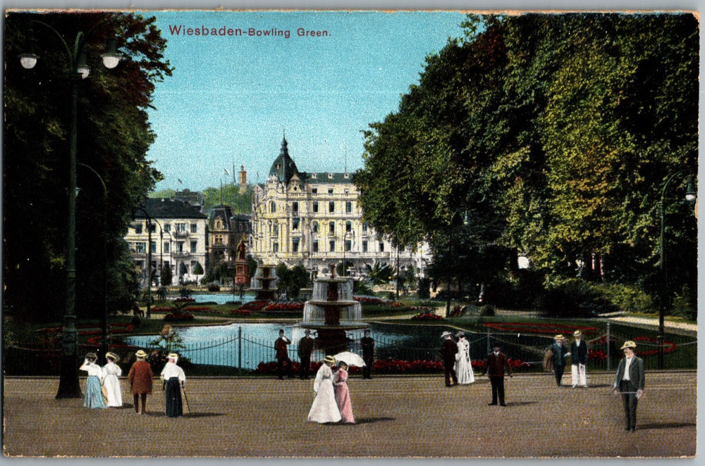 Germany Wiesbaden Bowling Green Park Kurhausplatz Wilhelmstraße Postcard