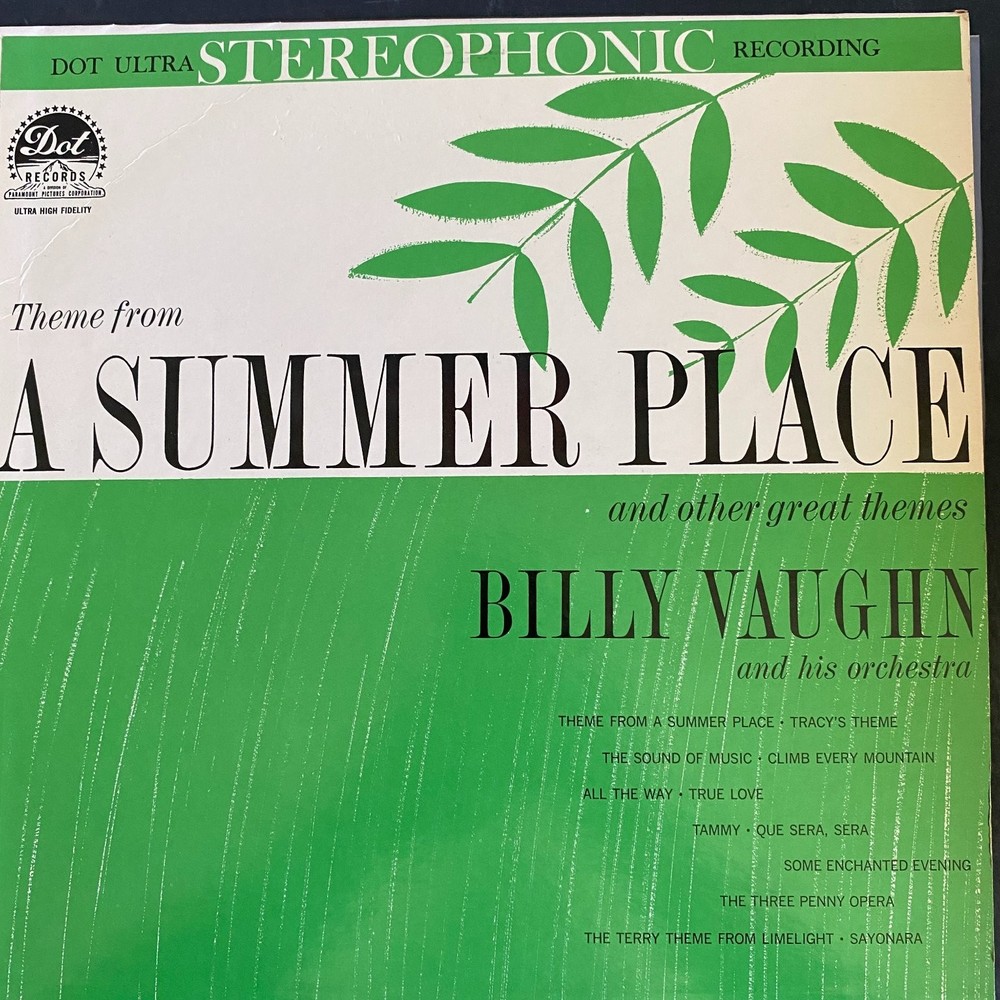 Billy Vaughn – A Summer Place LP Record 1960 Dot Records Easy Listening Stereo