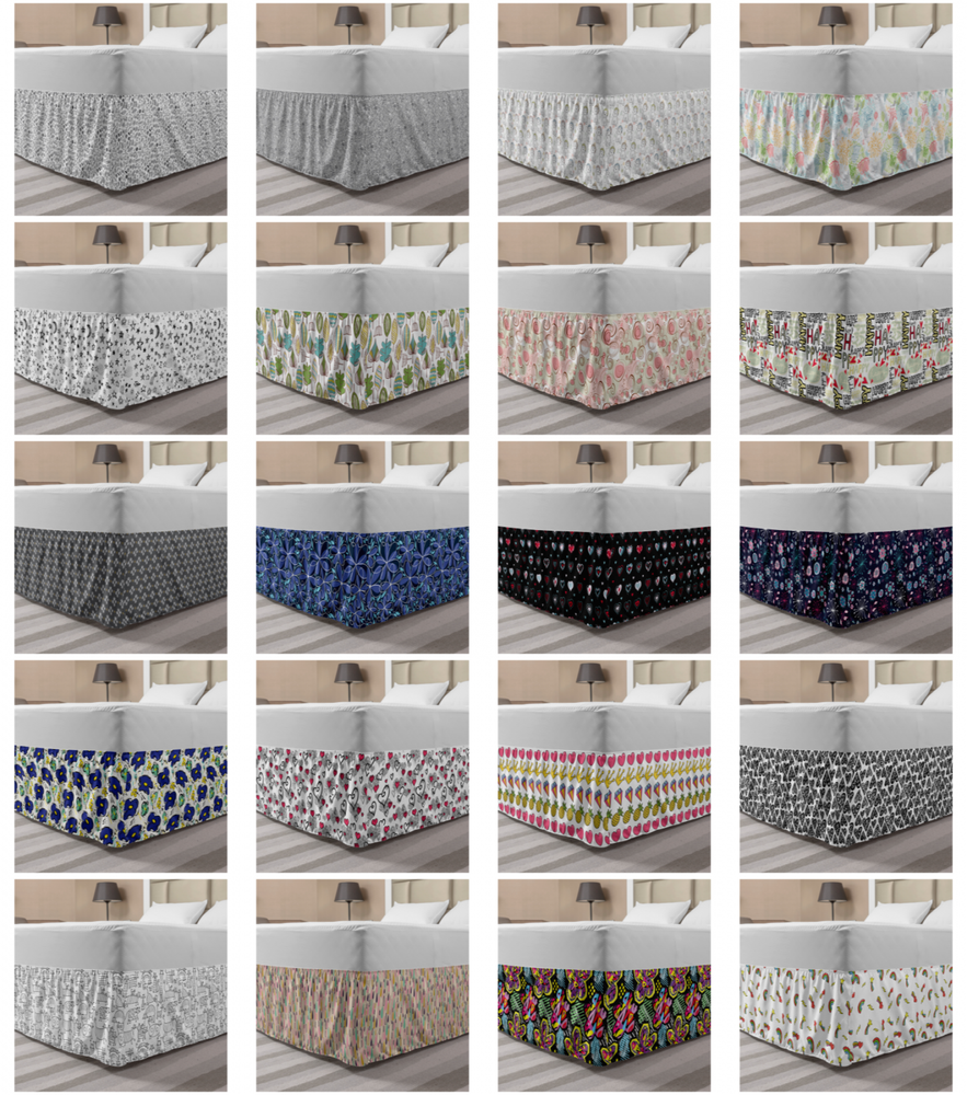 Ambesonne Sketch Form Bedskirt Elastic Wrap Around Skirt Gathered Design