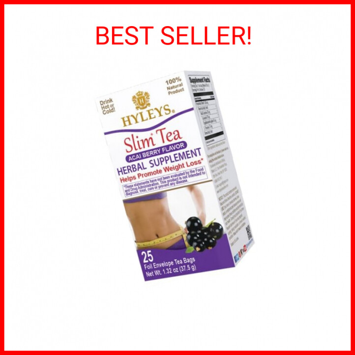 Hyleys Slim Tea Acai Berry Flavor - Weight Loss Herbal Supplement Cleanse and De-image