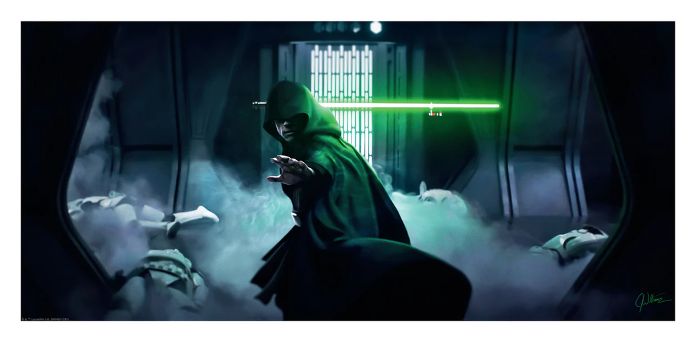 Star Wars Mandalorian Skywalker Masterhood Lithograph Art Print by Mondo