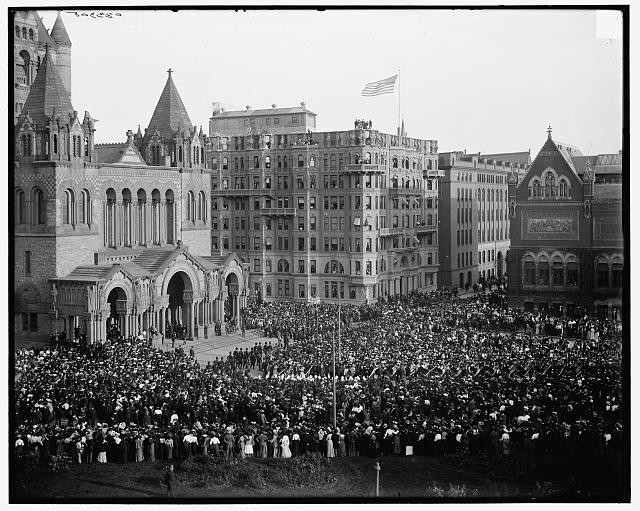 Photo:Boston MA Trinity Church Copley Square Ancients Entering 1900s Crowd